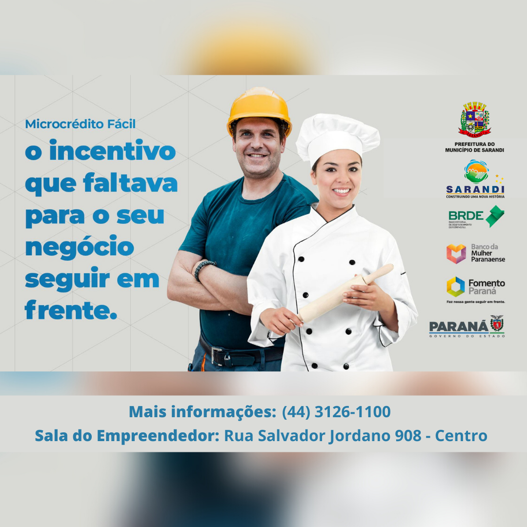 Sala do Empreendedor de Sarandi disponibiliza Linhas de Crédito da Fomento Paraná